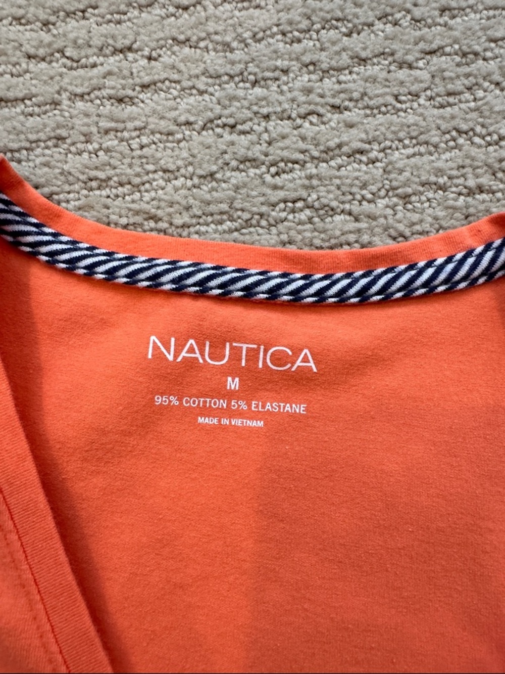 Nautica Women's V-Neck Tee in Orange - Picture 2 of 4